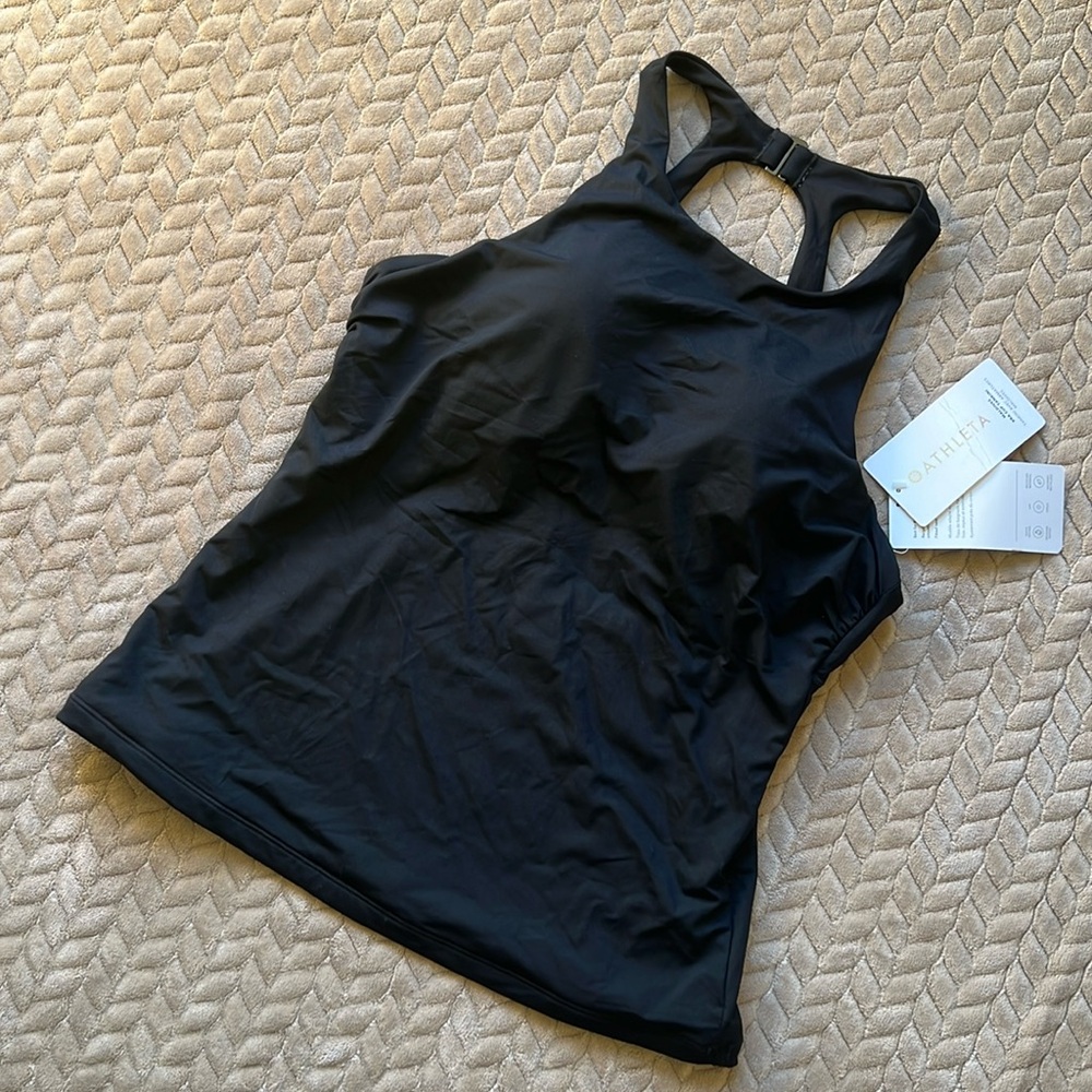 NWT-Athleta Black Maldives Bra Cup Tankini, Size 38B/C